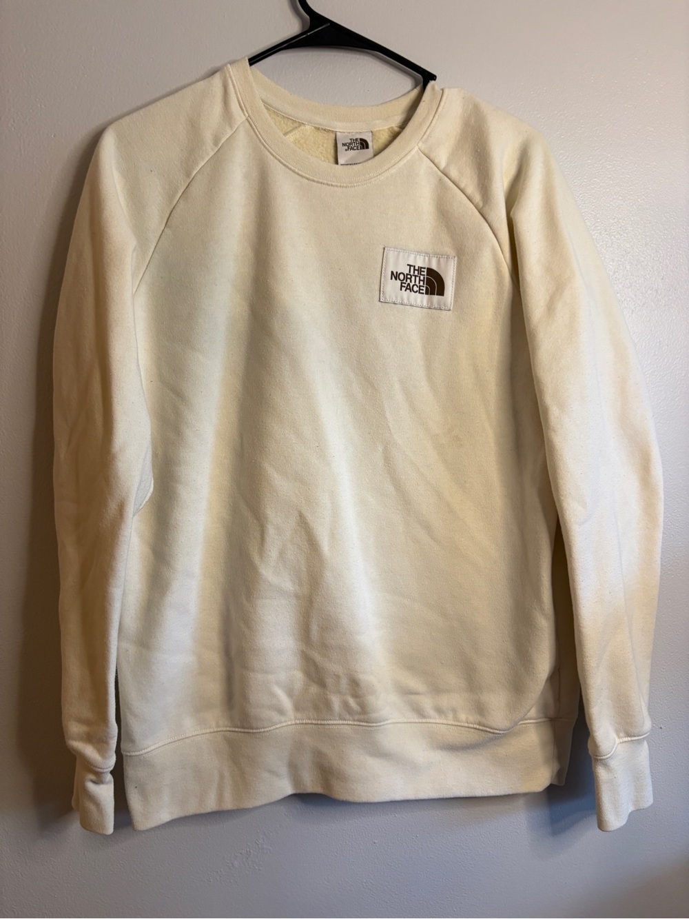 The North Face Cream Crewneck Sweatshirt with Chest Patch